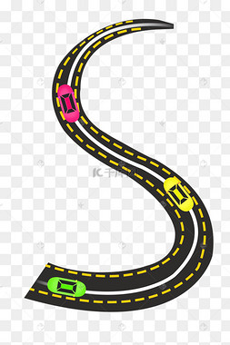 卡通s形公路装饰插画