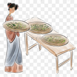 制中药采摘中药的古人年夜饭秘制烤翅插画丝带,金制,四行制中药的古代