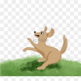 土色草地上的小狗