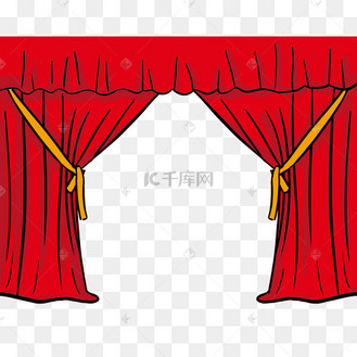 卡通手绘红色的幕布