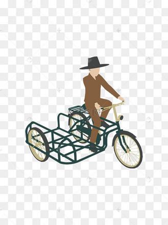 简约扁平卡通骑三轮车人物元素