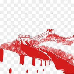 剪纸风党建中国长城