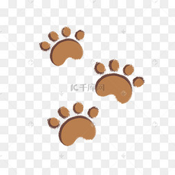 卡通动物极简脚印插图