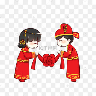 古风双人婚礼系列之夫妻对拜png透明底