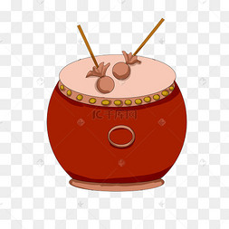 手绘红色的锣鼓插画