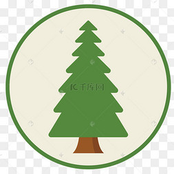 松树插画松枝松树植物卡通插画一株绿色的松树设计图手绘油松常绿树绿