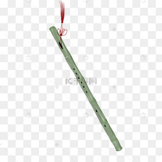 手绘古代乐器玉笛