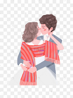 甜蜜接吻的小情侣