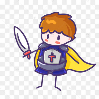 童话风可爱手绘q版卡通西方中世纪拿剑骑士披风