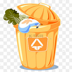 黄色卡通环保其他垃圾桶图标