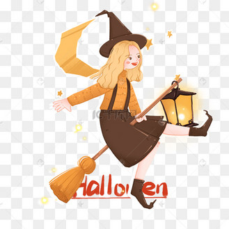 万圣节金发飞天小魔女