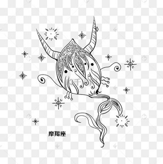 线描12星座摩羯座素材