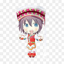 q版手绘少数民族白族