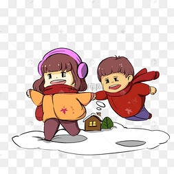小孩卡通冬天