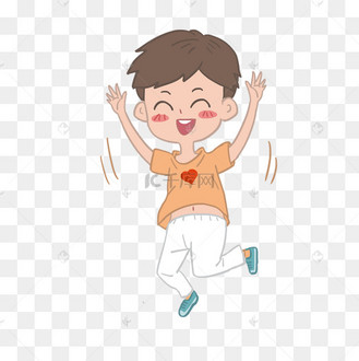 矢量图开心跳起来的小男孩