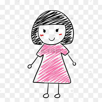 线条涂鸦小女孩简笔画