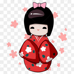 日本娃娃装饰插画