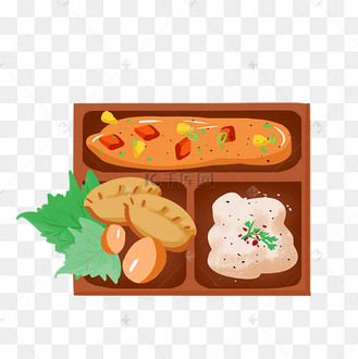 美味中式午餐手绘插画