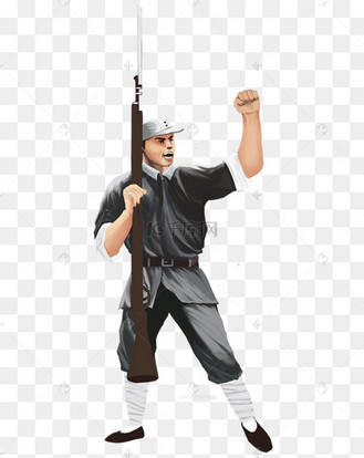 革命红军持枪插画