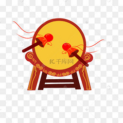 红色的锣鼓手绘插画