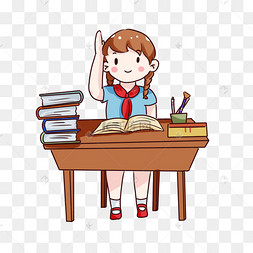 手绘卡通开学日小学生