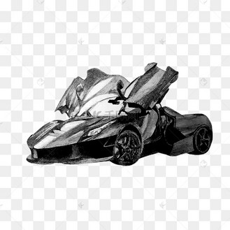 素描黑白超级跑车png