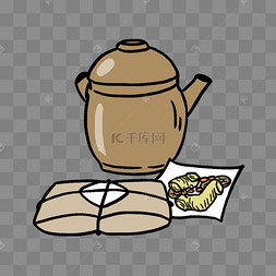 手绘中医药和药壶