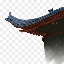 psd手绘古风青瓦飞檐屋顶插画下载 png下载psd复古中国风夜晚房檐下载