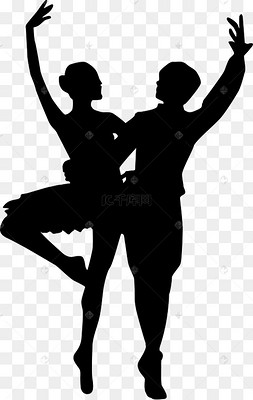 双人芭蕾剪影矢量图