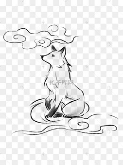 水墨动物可商用元素狐狸手绘中国