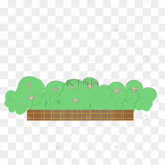 手绘绿色花坛矢量插画