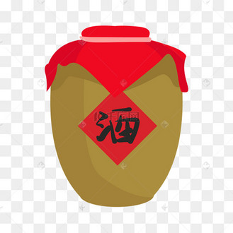 黄绿色酒坛子插画