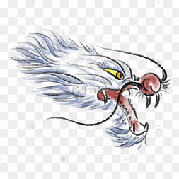 手绘卡通威武的龙头