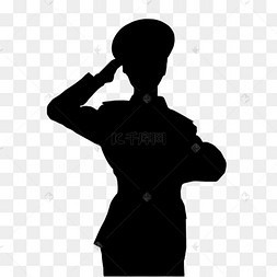 解放军敬礼剪影