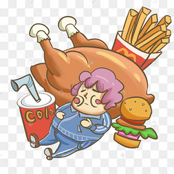 卡通小人汉堡