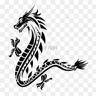 黑色翔龙纹身