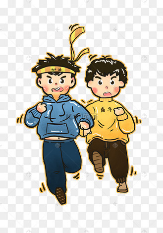 卡通手绘风五四青年节热血奋斗配图