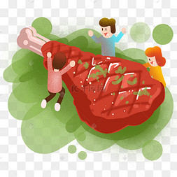 秋季养生烤羊腿插画