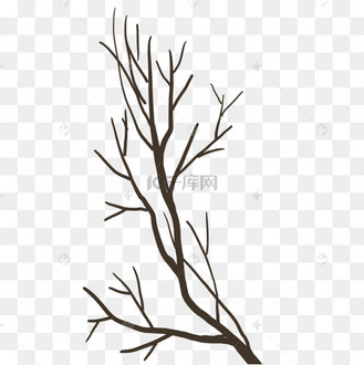手绘卡通干枯的树枝设计图