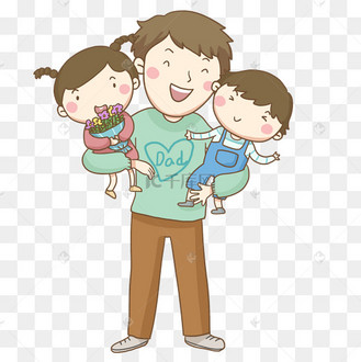 感恩节抱着儿子和女儿的爸爸免抠png素材