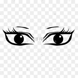 手绘黑色大眼素材图