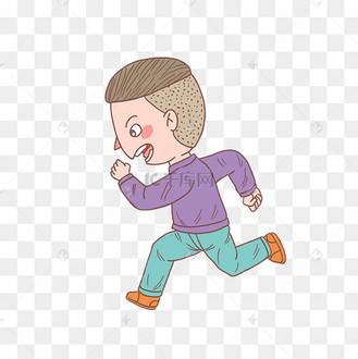 卡通手绘人物狂跑少年