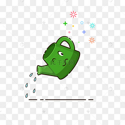 手绘矢量mbe风格可爱表情浇花洒水