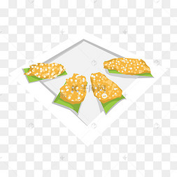 手绘芝麻饼美食插画