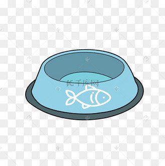 卡通蓝色猫粮盆子