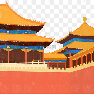 地标北京故宫手绘插画