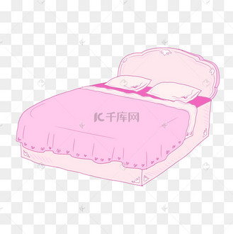 手绘粉色公主床插画