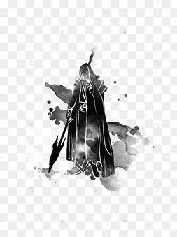 背影下载 png下载psd水墨武侠人物下载 png下载psd站着的水墨侠客插画