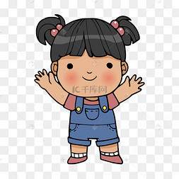 卡通可爱q版淘气小女孩素材