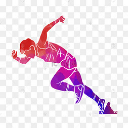 水彩运动田径运动员